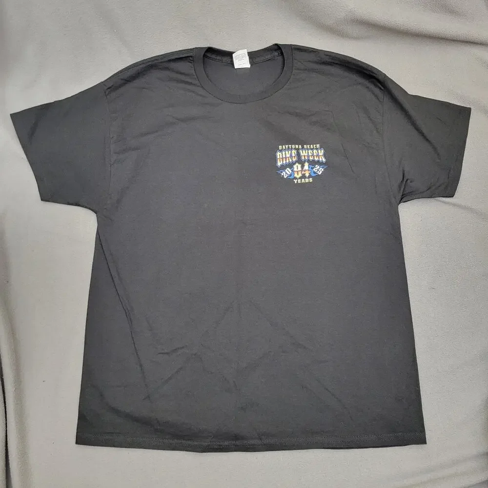 HARLEY DAVIDSON Shirt XL Black Daytona Beach Bike Week 2025 Skull Bones Blue New - Picture 7 of 11